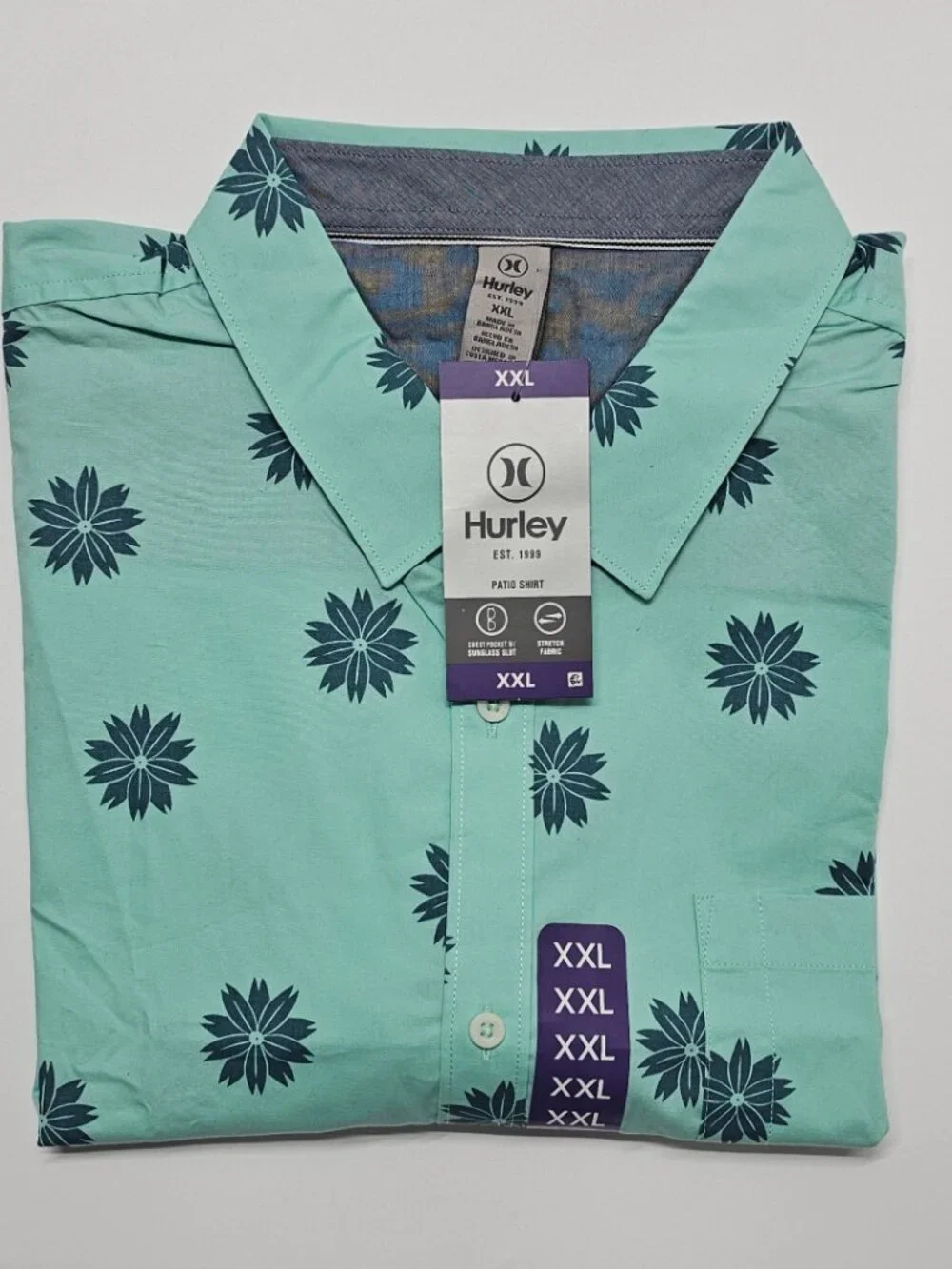 Hurley Men's Stretch Patio Printed Woven Short Sleeve Shirt Size XXL - Picture 4 of 8